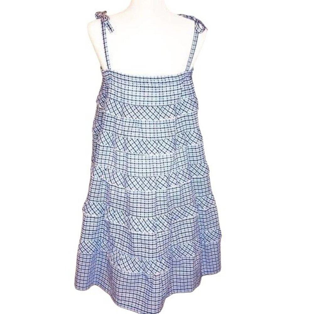 Cotton Emporium Blue White Plaid Dress Summer Beach Picnic Fun Size M View 3